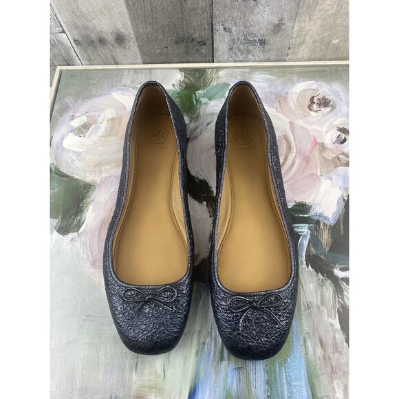 Tory Burch Laila Ballet Flat in Blue Metallic Size 11 - Picture 2 of 11